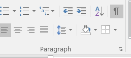 "Showing where to find the “Show/Hide” icon in the Microsoft Word menu