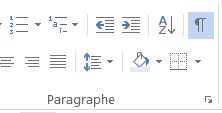 Image montrant où trouver l’icône pour les marques de paragraphe dans le menu de Microsoft Word